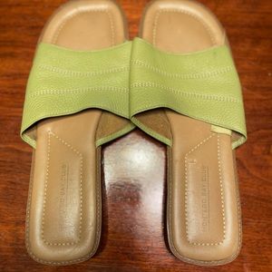 MONTEGO BAY CLUB Leather Collection Green Slide On Sandals (Size 11) womens